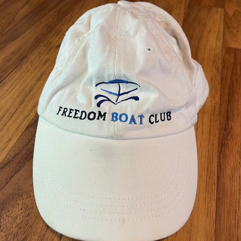 Freedom Boat Club Hat Anvil Mens OSFA White Cotton Embroidered Logo Dad Cap Hat